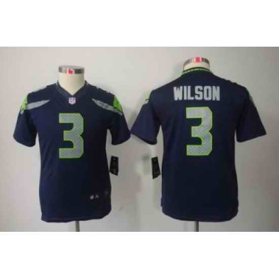 Youth Nike Seattle Seahawks #3 Russell Wilson Blue Color[Youth Limited Jerseys]